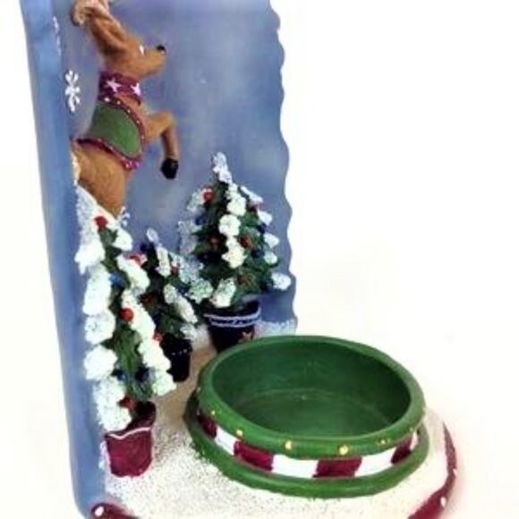 Christmas Tree Holiday Reindeer Candle Votive Holder Tree Snowflakes - Picture 7 of 8